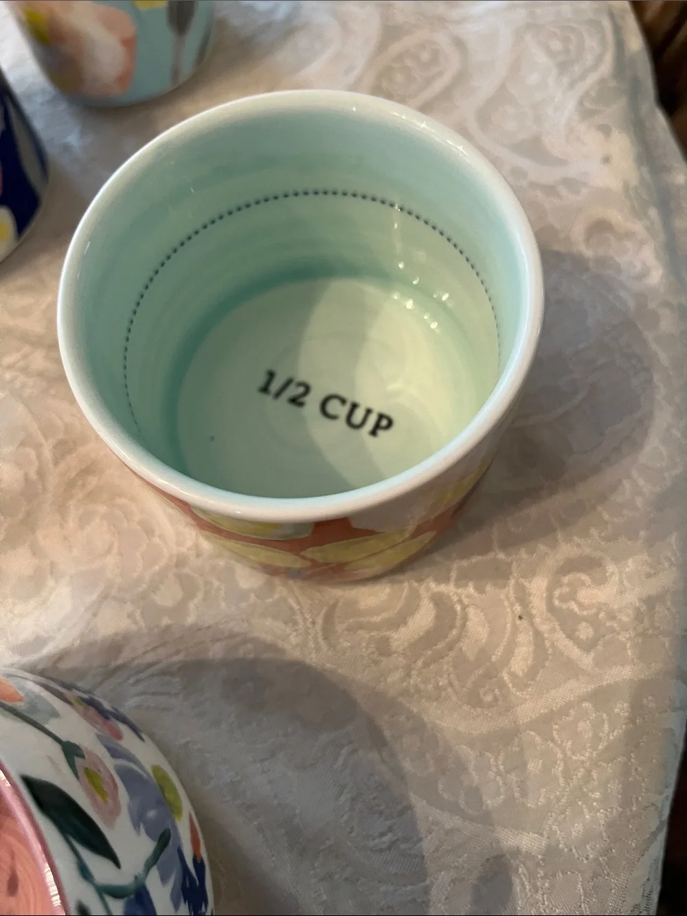Anthropologie Floral Ceramic Remi Measuring Cups Set of 4 EUC